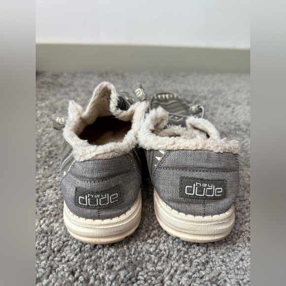 Hey Dude Women's Wendy Boho Stripe Gray Sherpa Lined Slip On Shoes - Picture 6 of 7